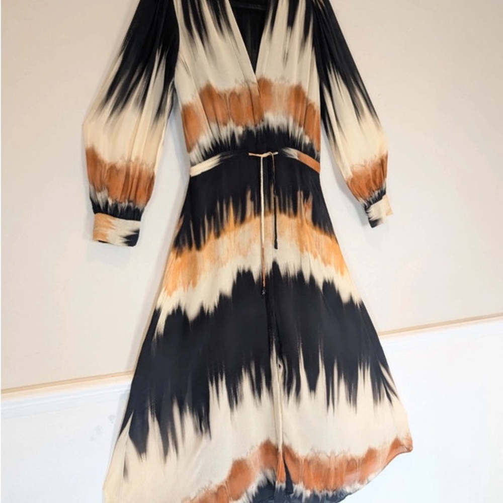 Zara Black and Orange Tie-Dye Maxi Dress